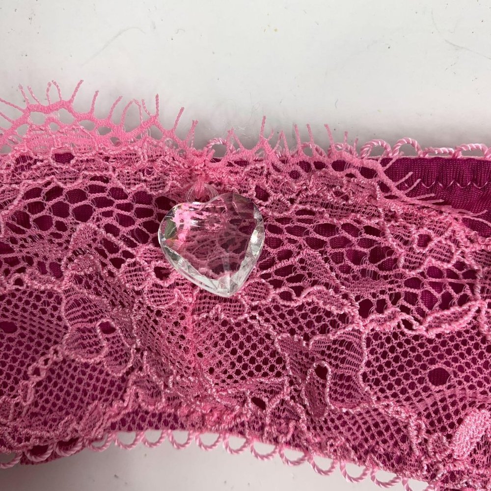 Victoria's Secret M L Garter Belt Pink Crystal Hea - Picture 4 of 4